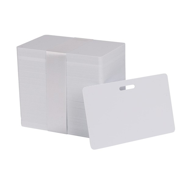 Pack of 100 White CR80 PVC Cards with Horizontal Slot Punch | 30 Mil by easyIDea