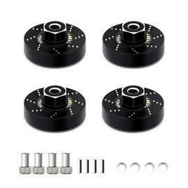 Treal Brass Extended Wheel Hubs (4p) +5mm Axle Counter Weight 12g for Axial SCX24 Deadbolt C10 Gladiator Bronco -Black