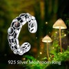 CRMAD Mushroom Ring for Women Sterling Silver Abalone Shell Ring