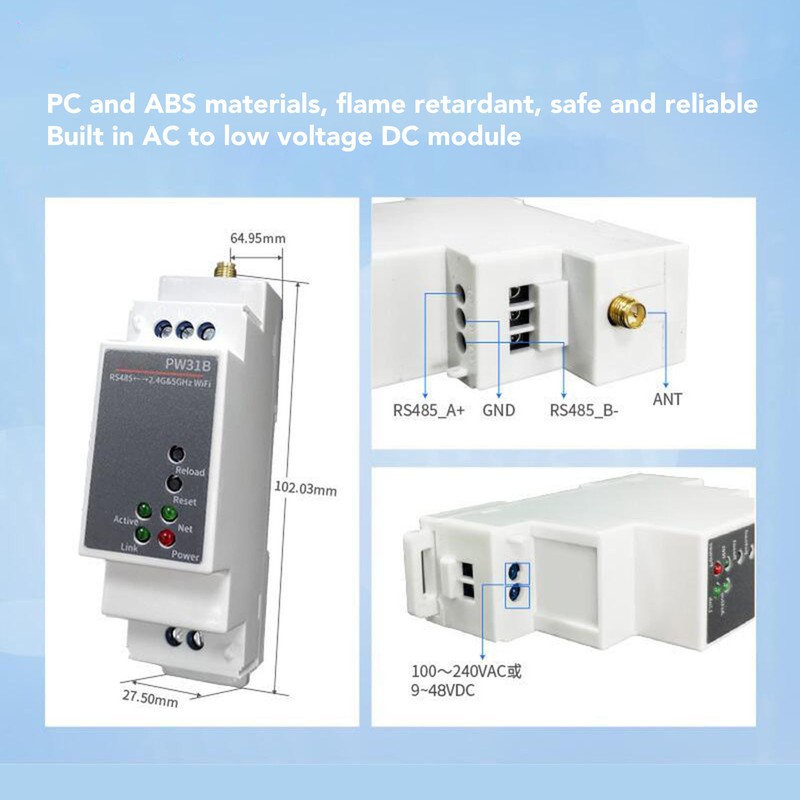 RS485 to WiFi Serial Server 2.4Ghz 5Ghz Dual Band Ethernet