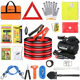 Nilight Car Emergency Kit with Jumper Cable Air Compressor Tire Repair Essential Tools and 44 Pieces First Aid Kit,Roadside Safety Assistance for Travel Camping Outdoor Cars Truck SUV RV