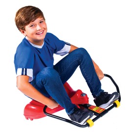 Deluxe Roller Racer; Our Best Sit-Skate Scooter ~ an Ingenious Innovation; Race and Roll, Zig and Zag, Twist and Turn Indoors and Out Without Batteries or Pedals (Red)