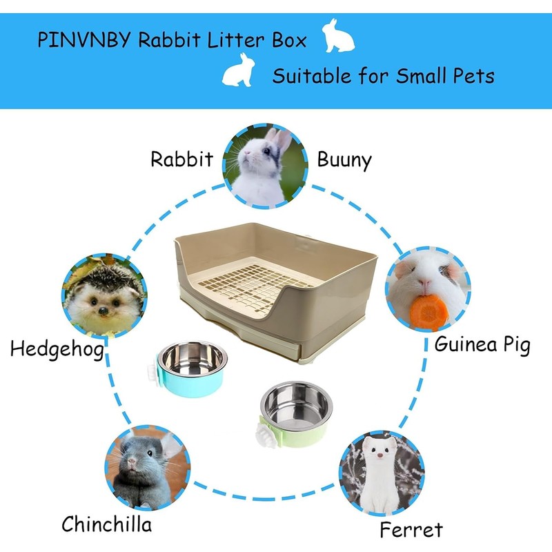 PINVNBY Rabbit Corner Litter Box with Drawer for Cage Small