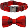 Elegant little tail Christmas Dog Collar with Bow, Red Christmas