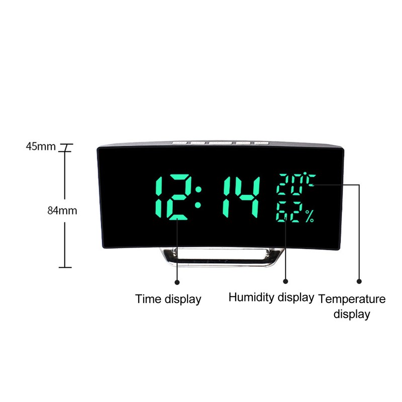 LED Digital Clock 3 Level Brightness Snooze USB Battery Powered