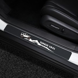 MAXDOOL 4Pcs Car Door Sill Protector Reflective 4D Carbon Fiber Sticker Door Entry Guard Sill Scuff Plate Stickers Accessories Compatible with Jeep Wrangler JL JLU & Gladiator JT (White)