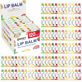DMSKY 120 Pack Lip Balm, Natural Lip Balm Bulk with Vitamin E and Coconut Oil, Moisturizing Lip Balms for Chapped Lips-12 Flavors