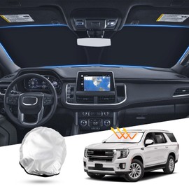T TGBROS Custom Fit for Windshield Sunshade GMC Yukon 2021 2022 Yukon XL Window Sun Shade Foldable Sun Shield Upgrade Reflective Polyester Cover Block Heat and Sun