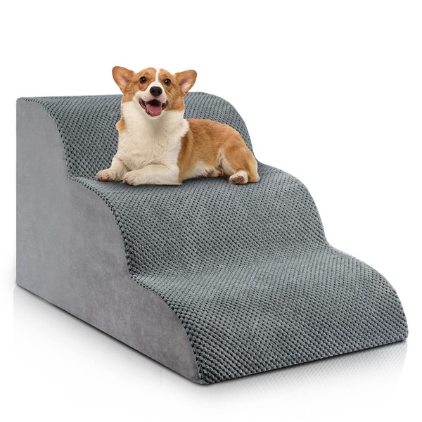 Chic Threads Dog Stairs for Small Dogs, 3-Step Dog Stairs