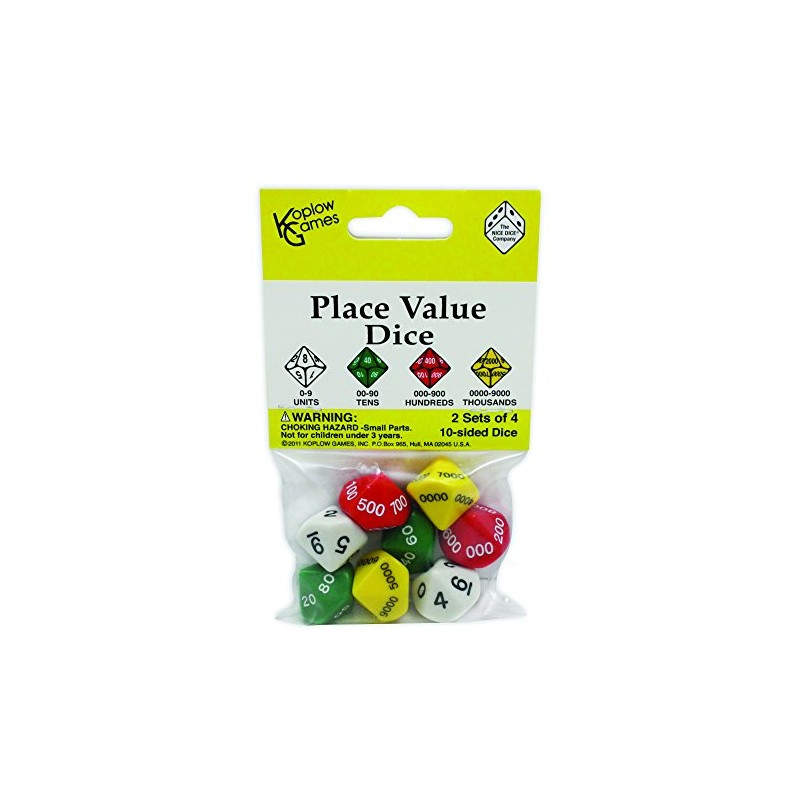 Koplow Games Place Value Dice Classroom Accessories, 26mm-1.02in
