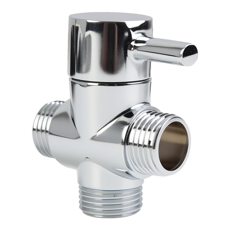 Shower Diverter Valve 3-Way T-Adapter, Solid Brass with Chrome Plating,