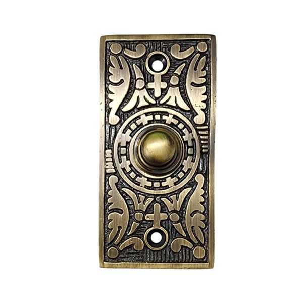 Adonai Hardware Decorative Rectangular Brass Bell Push or Door Bell