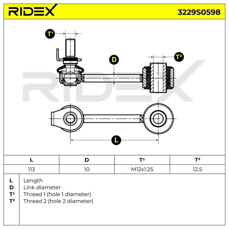 RIDEX Coupling Rod Rear Suspension Support on Both Sides