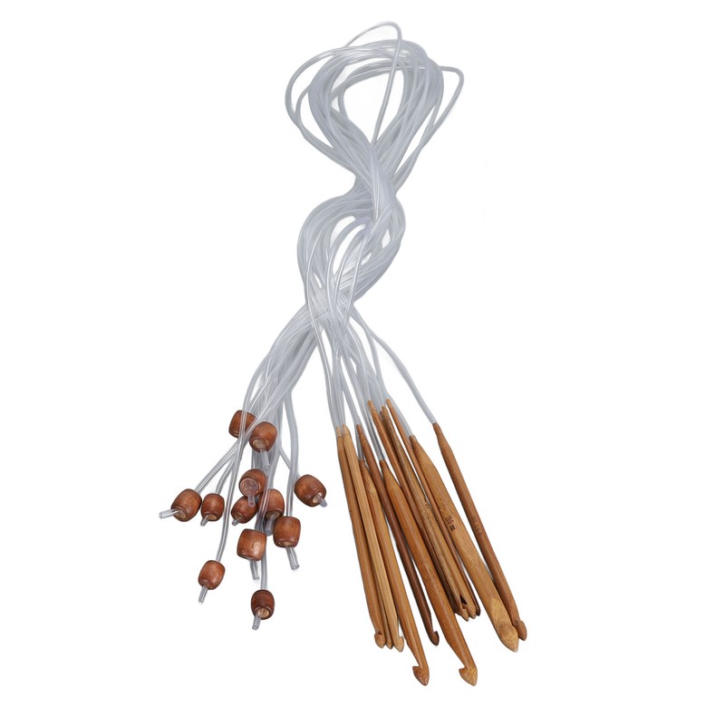 12pcs Afghan Rug Crochet Hook Handicraft Carbonized Bamboo Tunisian Crochet
