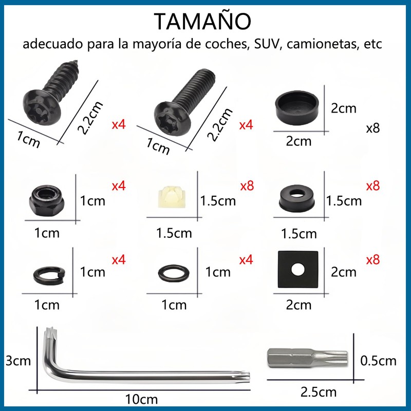 Kit de tornillos antirrobo para matrícula,Tornillos antirrobo de acero inoxidable,Con