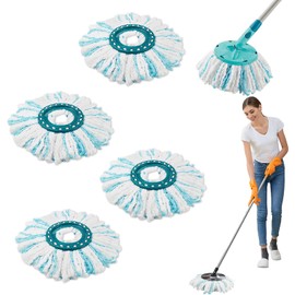 Set of 4 Floor Mop Replacement Covers for Leifheit Clean Twist Disc Mop Micro Set, 2 Fibre System for Leifheit Clean Twist M Mop Round Floor Mop Replacement Parts, Mop Replacement Parts for All Floor
