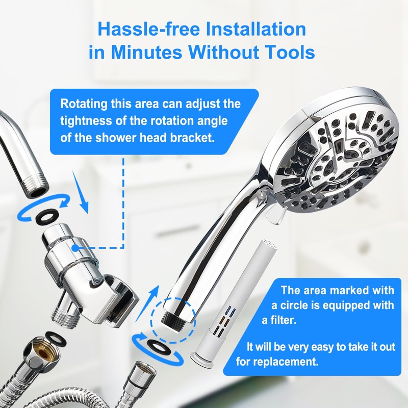 AISINYI® 5" Filtered Shower Head with Handheld, 10 Functions High