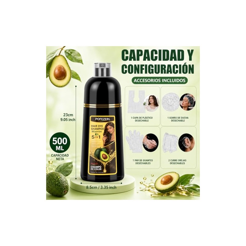 Shampoo para Canas, Hair Dye Shampoo Cubre Canas al Instante,
