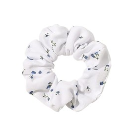 Satin Scrunchies for Women - No Crease Hair Ties for Women| Scrunchies For All Hair Types and Textures, Perfect for Day or Night pack of 2 (White with Floral)