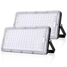 wowspeed 100W Ultra-Thin Flood Light 2 Packs, Warm White 3000K Security Light, Spotlight W/ 10000 Lumens High Brightness, IP66 Waterproof Energy-Efficient Lighting for Stadium Garden Hotel