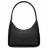 Small Curved Shoulder Bag Minimalist Underarm Crescent Hobo Handbag (Black)