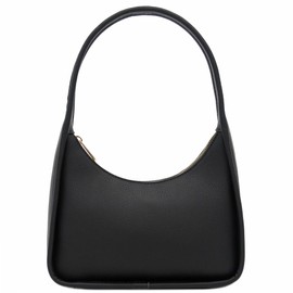 Small Curved Shoulder Bag Minimalist Underarm Crescent Hobo Handbag (Black)