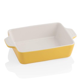 SWEEJAR Ceramic Baking Dish, Rectangular Small Baking Pan with Double Handles, 22OZ for Cooking, Brownie, Kitchen, 6.5 x 4.9 x 1.8 Inches (Yellow)