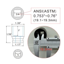 JXHONG 1/2" Drive 3/4" 4-Point Square Socket, Heat Treated Cr-V Alloy Steel