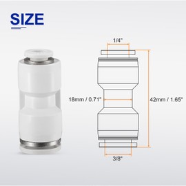 HARFINGTON 5pcs Push to Connect Fittings 3/8" OD x 1/4" OD Straight Pneumatic Connector Zinc Alloy Quick Connect Union Two-Way Fittings for Semi Truck Trailers Air Brake System, White