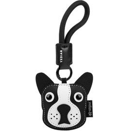 elephtree Black Bulldog Keychain,Dog Shaped Keychain Keyring Cute Leather Bag Charm Car Key Chain Holder Accessories for Women and Men Boys Girls Gifts