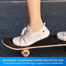 Velpeau Foot & Ankle Support Brace Compression Sleeve with Adjustable Strap, Elastic Wrap for Plantar Fasciitis, Achilles Tendonitis, Sprained, Sports Bandage Sock for Men & Women(Single, Khaki, Reg)