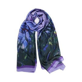 vimate purple large silk Scarf for Women-Silk Like Long Floral Scarves Beach Shawl and Wraps for Travel Headscarf Birthday Gift (Style 30)