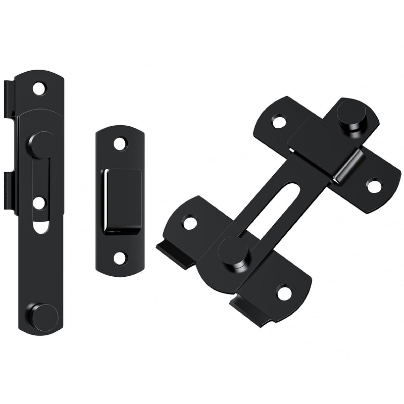 2 PCS Stainless Steel Black Door Lock,Safety Door Latch,Flip Latch