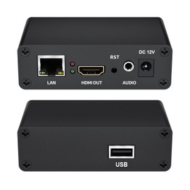 UNISHEEN USB IP to HDMI HD Video Decoder- H.265/H.264 IP Camera & Streaming Mini Decoder for SRT/HTTP/RTSP/RTMP/M3U8/FLV/UDP,Support YouTube/Facebook/Twitter/Ig, LCD Display & Broadcast Platform