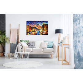 Venice Grand Canal by Leonid Afremov Canvas Wall Art Picture Print for Home Decor (12x8)