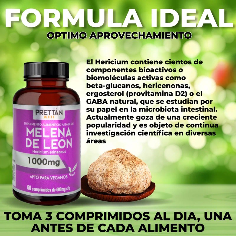 Suplemento en comprimidos Prettan XIII Nutricionales Melena de León de