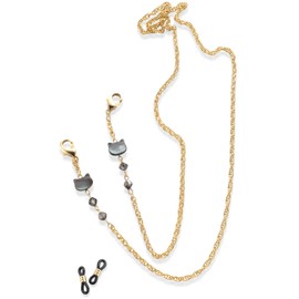 R-days Daikanyama Cat Lover Eyeglass Chain Mask Chain Mother of Pearl Stainless Steel Gold Ladies Made in Japan