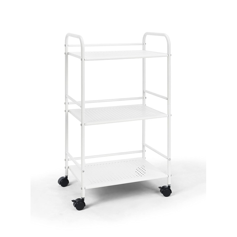 SunnyPoint Minimalist Style 3 Tier Utility Rolling Shelf Cart (WHT)