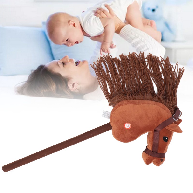 70cm Height Plush Horse Stick Toy Cute Expression 2 Sound