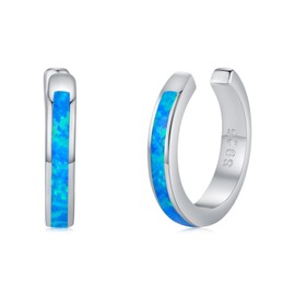 Opal Ear Cuff 925 Sterling Silver Blue Opal Ear Clip Opal Jewellery Gifts for Women Girls Adjustable Cartilage Cuff Earrings Birthday