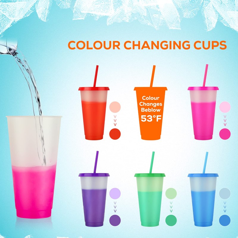 Colour Changing Cups Tumblers with Lids & Straws - 5