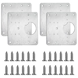 4 Pieces Hinge Repair Plate, Stainless Steel Cabinet Hinge Repair Plates with 24 Pieces Screws and 18 Mounting Holes, for Kitchen, Drawer, Cabinet, Furniture, Enster, 9 x 9 cm