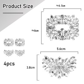 wodehaainiyibeizi 4 PCS Rhinestone Shoe Clips Sparkle Shoe Clips, Shoe Decoration Charms, Shoe Clip Embellishment,silver bridal shoes Shoe Decorations Stick(2+2)