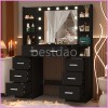 Yamissi Makeup Vanity Desk with Mirror & LED Lights Dressing