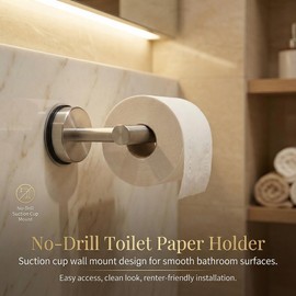 Suction-Cup-Toilet-Paper-Holder, No Drill Wall Mount Toilet Paper Holder