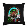 Happy Easter Day Bunny Donkey Chocolate Eggs Basket Rainbow Throw