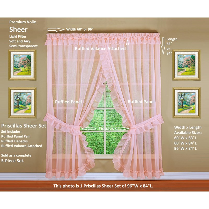 Today's Curtain, Emelia Priscilla Sheer Pair 60" W x 63"