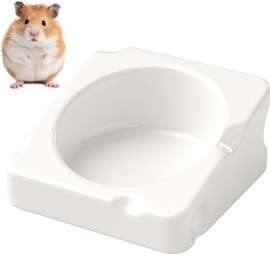 mini&moe Hamster Food Bowl - Ceramic Guinea Pig Bowl Chew-Proof Small Pet Anti-Turning Food & Water Feeding Dish for Rabbit, Gerbils, Mice, Rats, Chinchillas - 4.3in Cute Cheese-Shaped