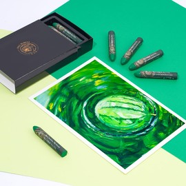 Paul Rubens Oil Pastels, 8PCS Green Medium Oil Pastel Set with Creamy Texture Easy to Blend, Bullet Heads HAIYA Oil Pastels for Artists and Beginners, Art Supplies for Painting and Drawing