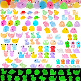 120pcs Luminous Mini Resin Animals 20 Types to Hide Miniature Resin Animals Figures Glow in the Dark Tiny Ducks Owls Frogs Bulk for Micro Landscape Dollhouse Aquarium Potted Fairy Garden DIY Decor